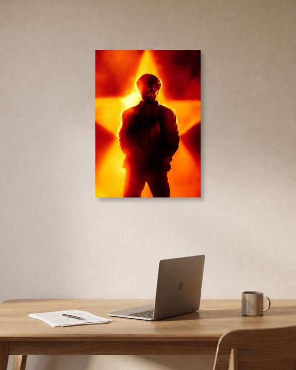 Fiery Stance – Rajinikanth Glowing Star Silhouette Poster