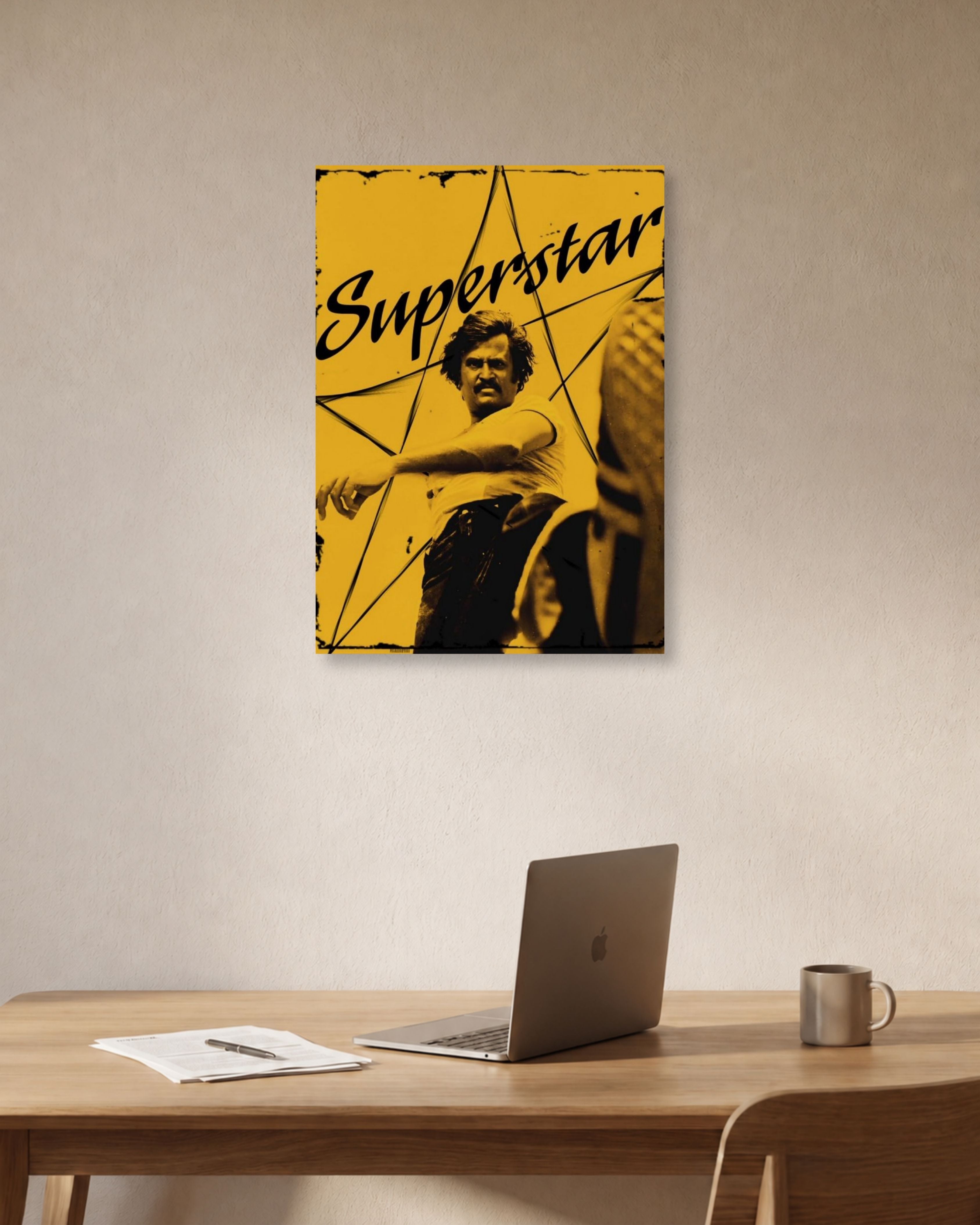 Superstar – Rajinikanth Vintage Golden Star Fan Art Poster