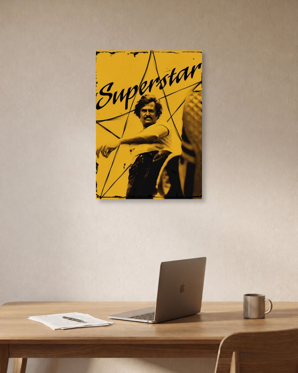 Superstar – Rajinikanth Vintage Golden Star Fan Art Poster