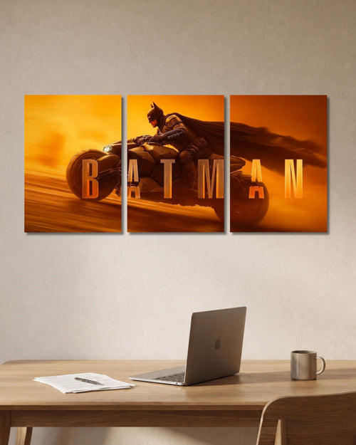 Batman Batcycle Split Poster - Desk Mockup