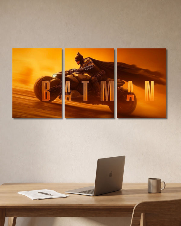 Batman Batcycle Desert Chase – 3 Panel Split Poster Set