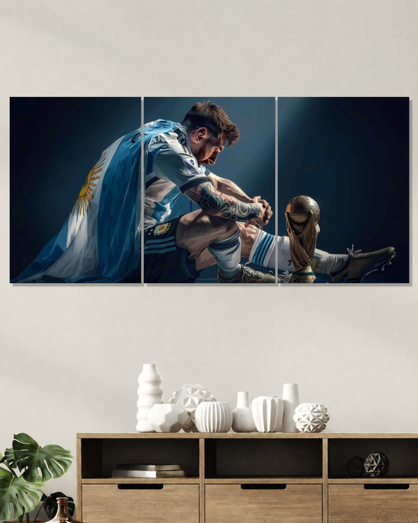 Messi Argentina World Cup – 3 Panel Split Poster Set