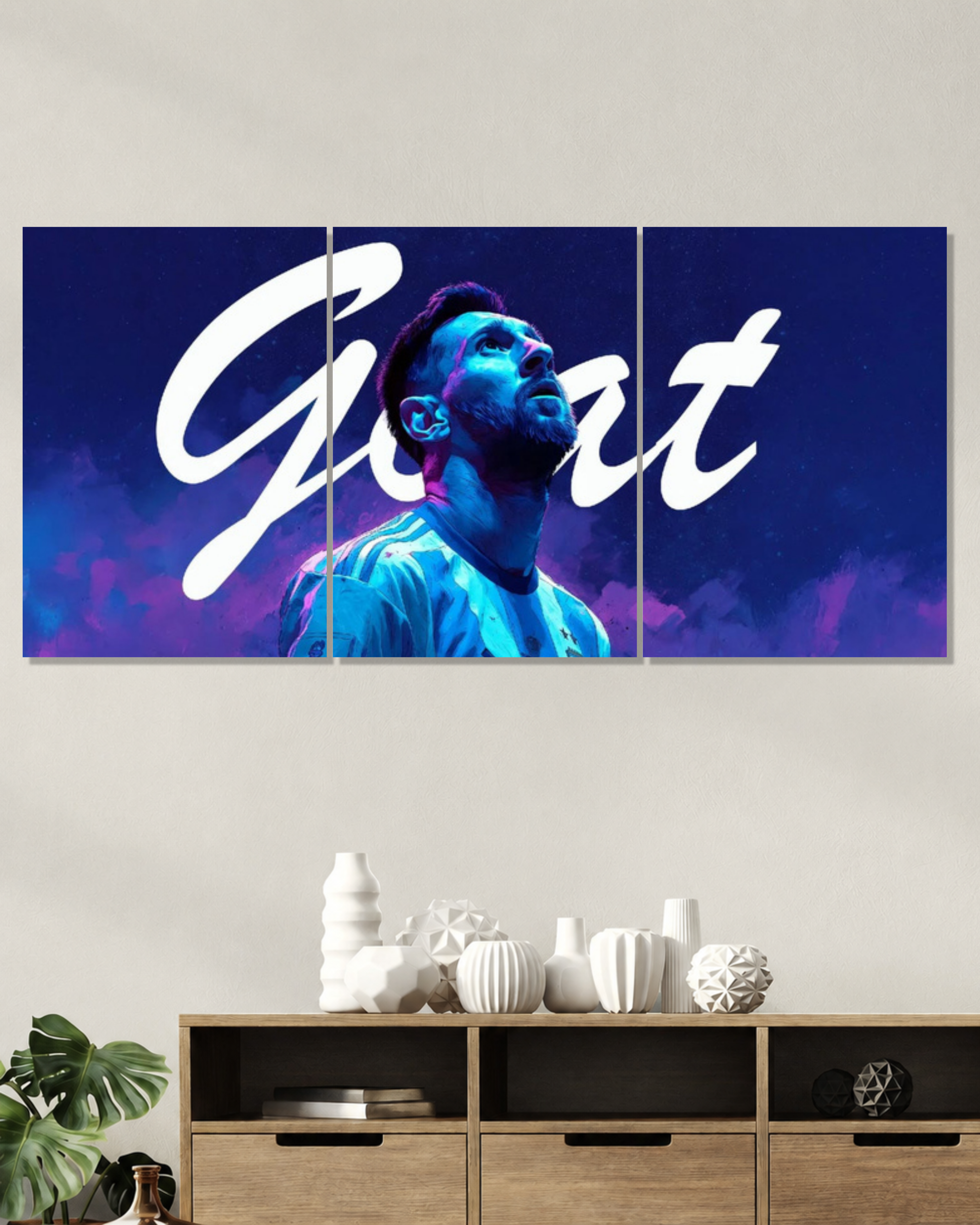 Messi GOAT Blue Split Poster